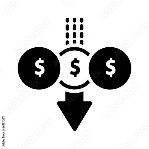Solid black icon for Reduce cost