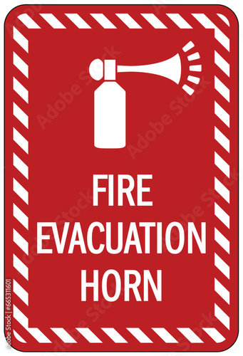 Evacuation alarm sign and labels fire evacuation horn