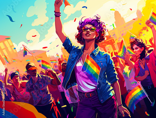 Colorful people at lgbtq festival