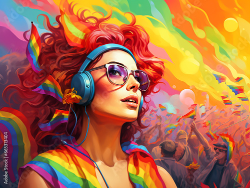 Colorful people at lgbtq festival