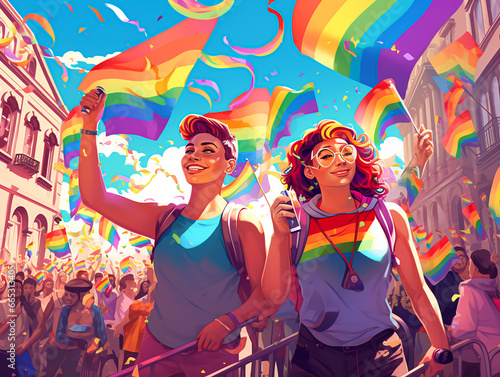 Colorful people at lgbtq festival