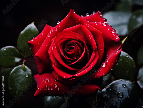 Beautiful red rose in the nature