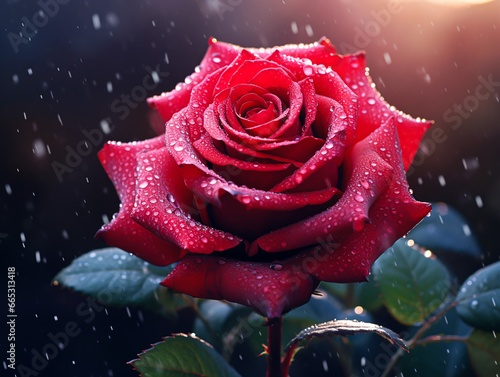 Beautiful red rose in the nature