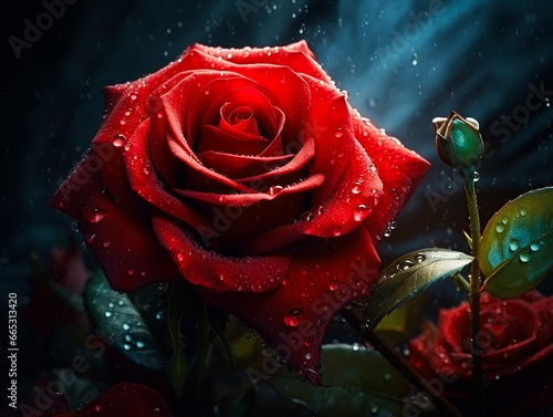 Beautiful red rose in the nature