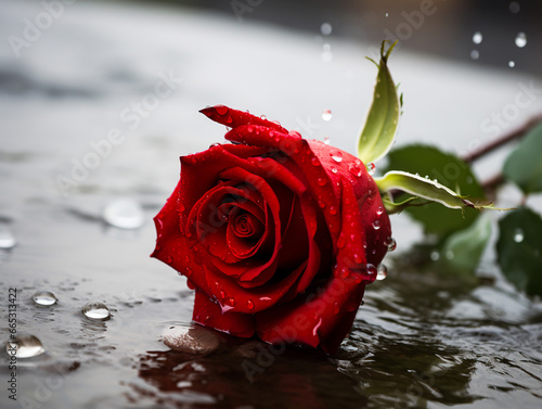 Beautiful red rose in the nature