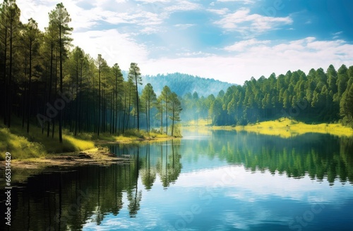 Beatiful nature lake and forest.