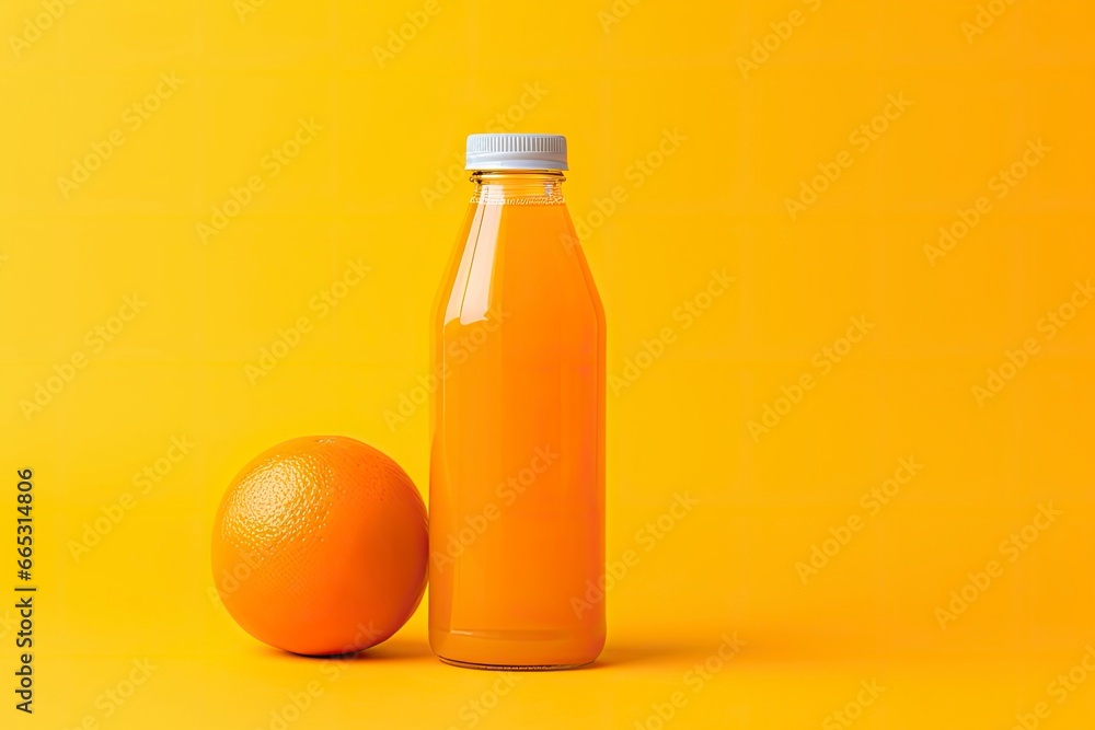 Orange Juice bottle on orange background. Orange Juice bottle on orange background.