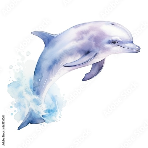 Watercolor fantasy Baby Dolphin clip art isolated white background. © MdAbdul
