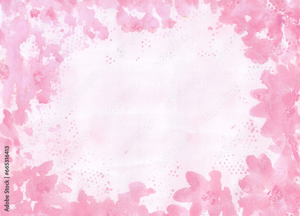 Watercolor painting nature background of pink flower and empty pink on paper. Template for valentine or love concept, spring, card and poster. copy space for text. Hand painted texture style. Watercolor painting nature background of pink flower and empty pink on paper. Template for valentine or love concept, spring, card and poster. copy space for text. Hand painted texture style.