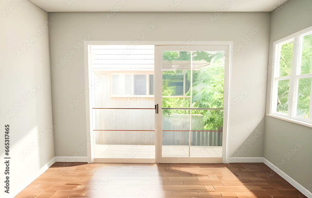 Fototapeta premium cozy empty glass door interior ai generated