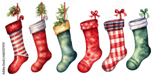 colorful christmas stockings vectors