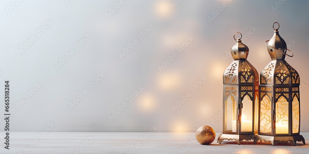 Celebration of islamic eid mubarak and eid al adha lantern in a light background. Celebration of islamic eid mubarak and eid al adha lantern in a light background.