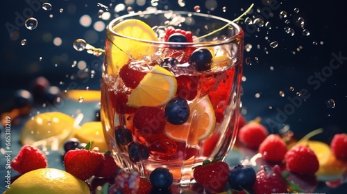 a shot on top of a glass of a fruity beverage 