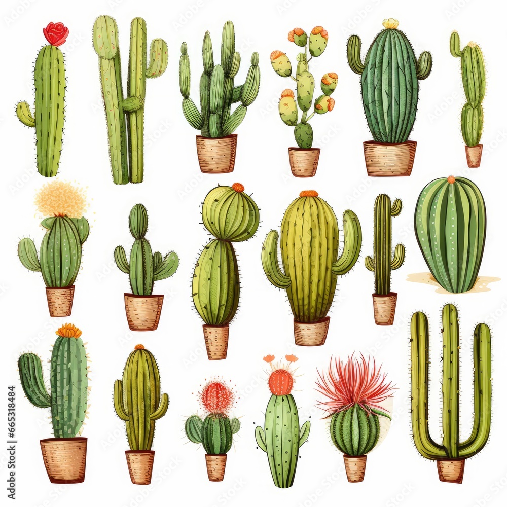 The Cactus set on white background. Clipart illustrations. The Cactus set on white background. Clipart illustrations.