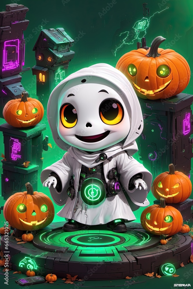Naklejka premium halloween background with pumpkin and bats