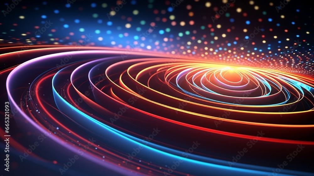 Fototapeta premium An image of a colorful abstract background with pulsing curves and circles 