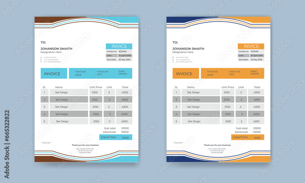 Invoice template vector design