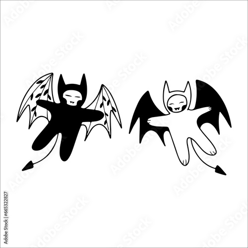 vector illustration of two devil characters