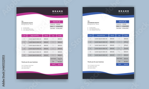 Professional and modern invoice template
