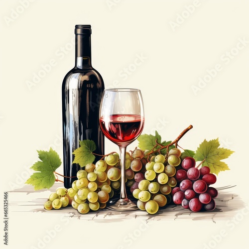 Wine Glass And Grapes Wine Essentials Vineyard , Cartoon Illustration Background
