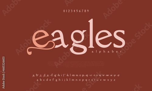 Eagles creative modern urban alphabet font. Digital abstract moslem  futuristic  fashion  sport  minimal technology typography. Simple numeric vector illustration