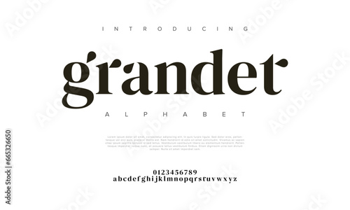 Grandet creative modern urban alphabet font. Digital abstract moslem, futuristic, fashion, sport, minimal technology typography. Simple numeric vector illustration