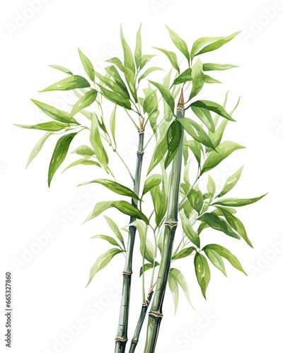 Watercolor bamboo clipart isolated on white background.