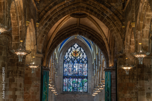 stained glass window at St. Giles Cathedral, Edinburgh, Scotland © David