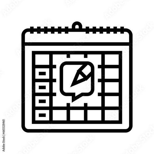 content calendar social media line icon vector. content calendar social media sign. isolated contour symbol black illustration