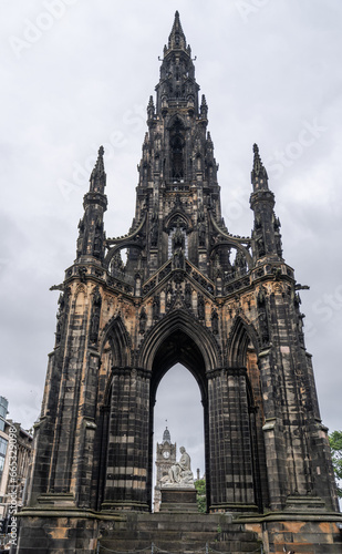 looking up at the Scott Monument, East Princes St. Garden, Edinburgh, Scotland