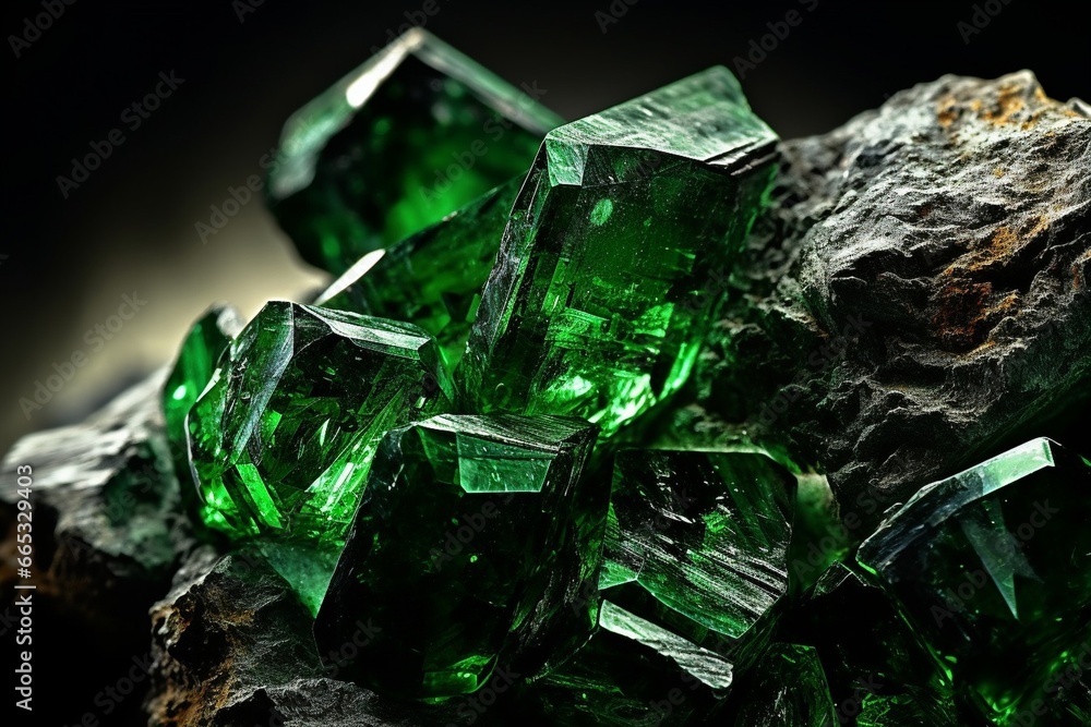 Generative AI : macro shooting of natural mineral stone - raw chrome diopside (green diopside, Siberian emerald) gemstone isolated on white background Generative AI : macro shooting of natural mineral stone - raw chrome diopside (green diopside, Siberian emerald) gemstone isolated on white background