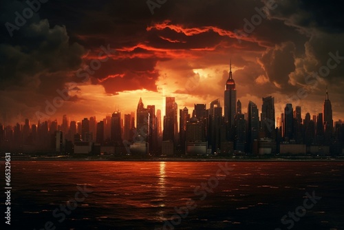 A stunning view of New York City skyline. Generative AI