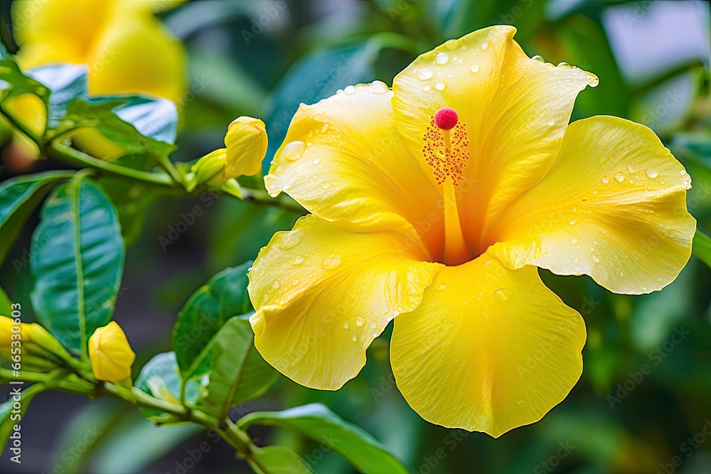 Close up beautiful yellow hibiscus flower. Close up beautiful yellow hibiscus flower.