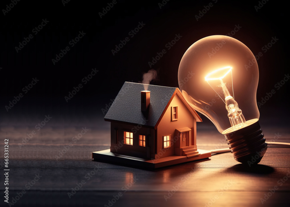 power energy  cost saving sustainable home house winter money bill - obrazy, fototapety, plakaty 