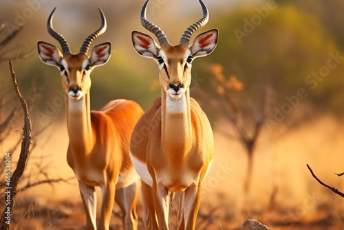 Generative AI : impala male and female in kruger national park photo