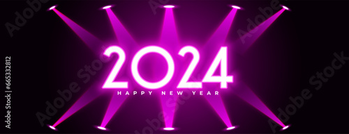 glowing 2024 new year occasion banner with spot light effect