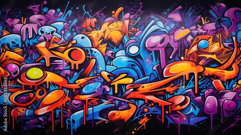 Obraz premium Graffiti Wall Background, Street Graffiti Wallpaper, Graffiti Pattern, Street Graffiti, Graffiti Paint on Street Wall