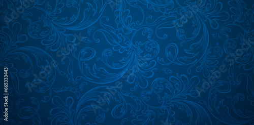 Vector Illustration Vintages ornamental Seamless floral pattern on a blue background for seamless textile wallpaper, books covers, Digital interfaces, prints design templates material cards invitation photo