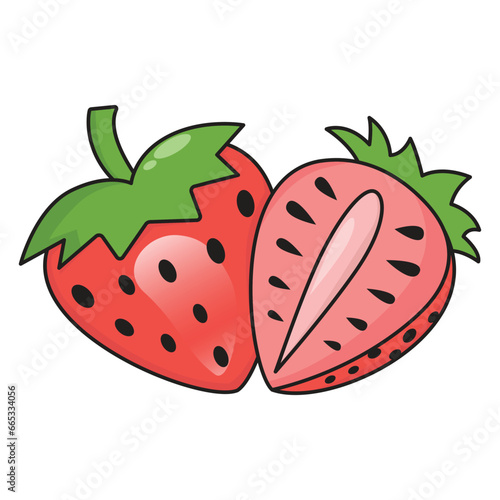 Strawberry fruit sign and symbol on trendy design for design and print.