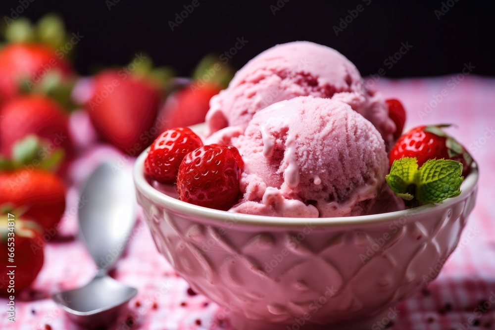 Strawberry Ice Cream with Fresh Strawberries. Strawberry Ice Cream with Fresh Strawberries.