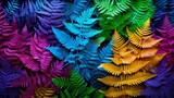 Vibrant Rainbow Fern Leaves Collage