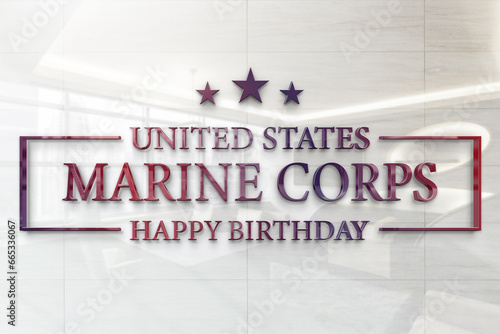 Marine Corps Happy Birth Day text design illustration