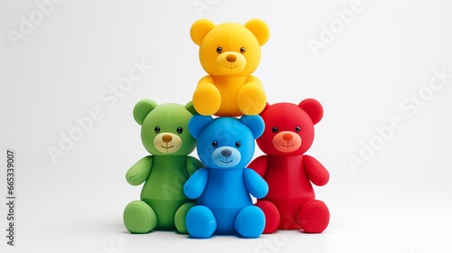 Teddy bear baby toy in various colors, representing autism. child health, autism awareness, and prevention. Illustration © Muqeet 