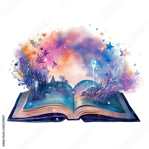 Galaxy celestial fantasy book watercolor for T-shirt Design.