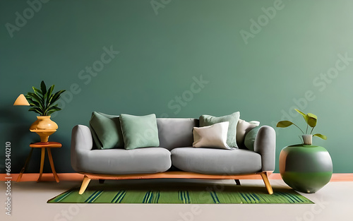 Illustration of the interior of the living room in a box. 