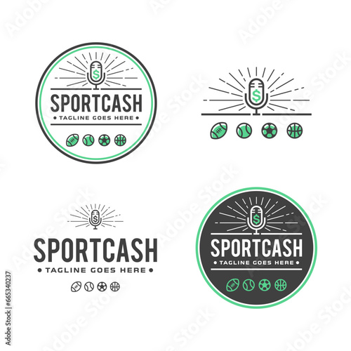 Sport podcast logo design set