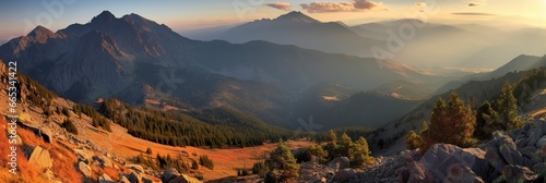 Panorama mountain autumn landscape.