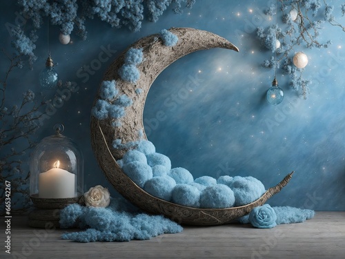 Moon Newborn Digital Backdrop  NEWBORN DIGITAL BACKDROP  for Baby Girl Boy  Photo Shoot Crescent Moon Background  Moon Overlay  Moon Newborn Props