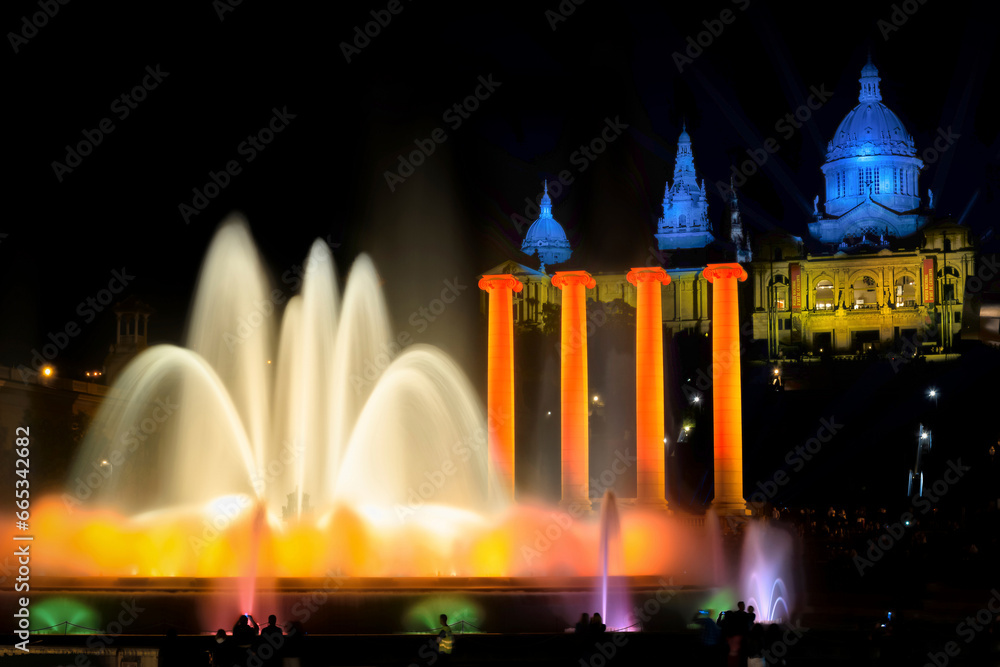 Montjuic Fountain at National art museum of Catalonia in Barcelona