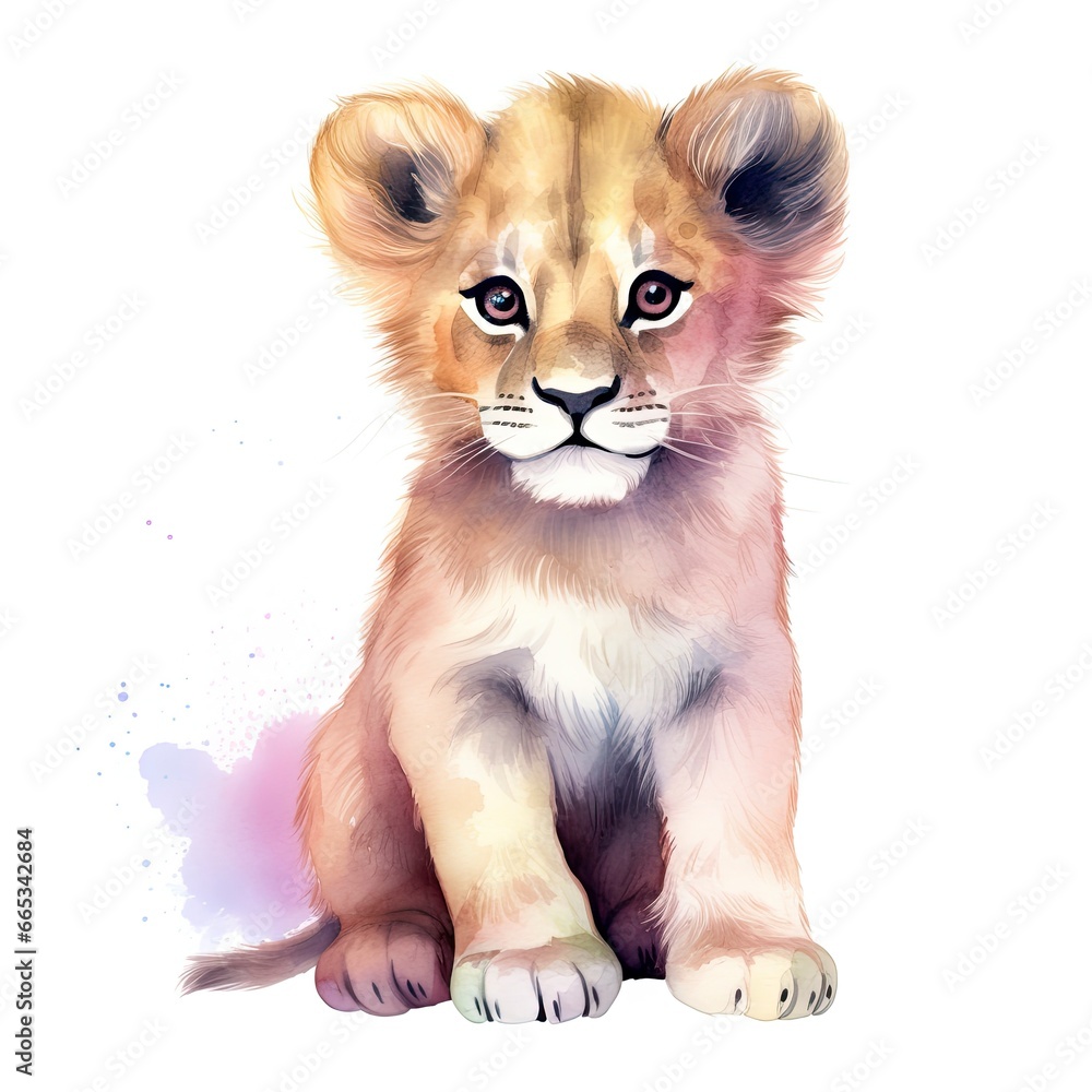 Obraz premium Watercolor Baby Lion.